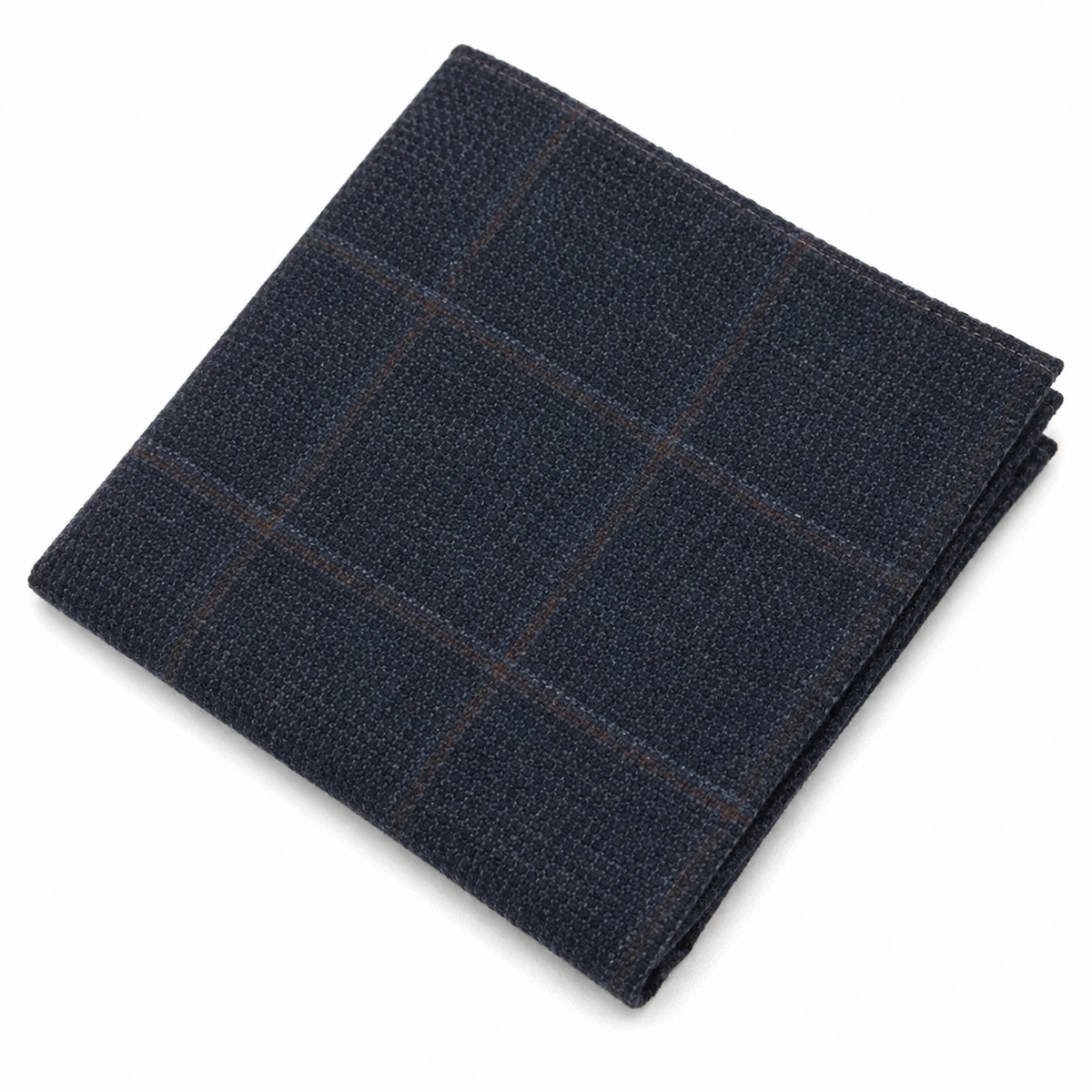Cravatta da uomo in tweed a spina di pesce in misto lana - Blu navy