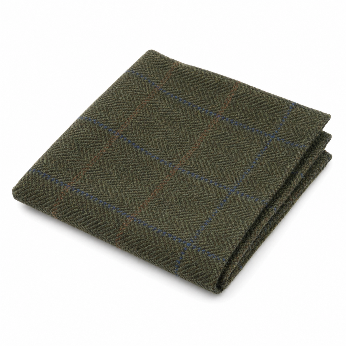 Cravatta da uomo in tweed a spina di pesce in misto lana - Verde oliva