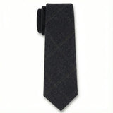 Cravatta da uomo in tweed a spina di pesce in misto lana - Blu navy