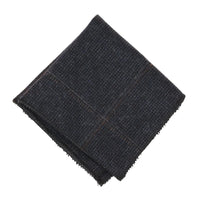 Cravatta da uomo in tweed a spina di pesce in misto lana - Blu navy