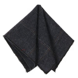 Cravatta da uomo in tweed a spina di pesce in misto lana - Blu navy