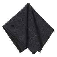 Cravatta da uomo in tweed a spina di pesce in misto lana - Blu navy