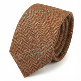Cravatta da uomo in tweed a spina di pesce in misto lana - Oak