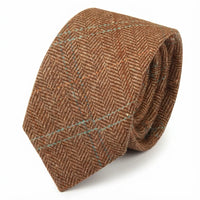 Cravatta da uomo in tweed a spina di pesce in misto lana - Oak