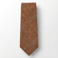 Cravatta da uomo in tweed a spina di pesce in misto lana - Oak