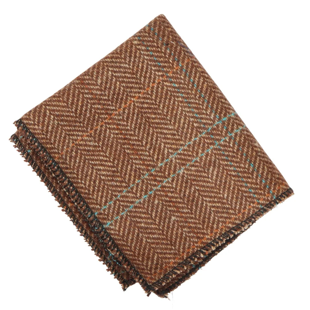 Cravatta da uomo in tweed a spina di pesce in misto lana - Oak