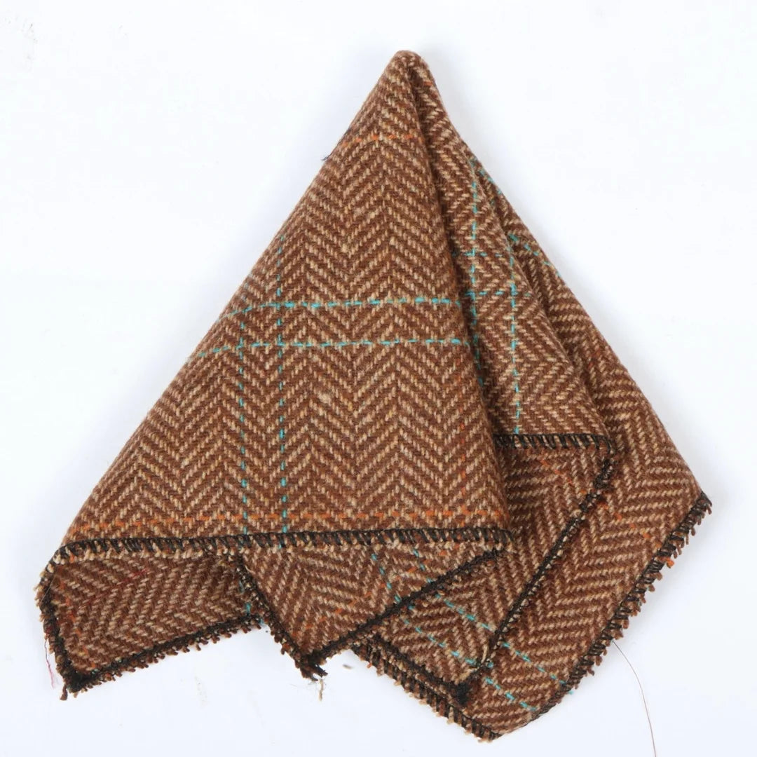 Cravatta da uomo in tweed a spina di pesce in misto lana - Oak