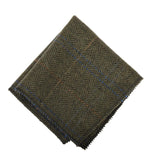 Cravatta da uomo in tweed a spina di pesce in misto lana - Verde oliva