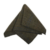 Cravatta da uomo in tweed a spina di pesce in misto lana - Verde oliva