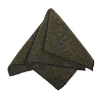 Cravatta da uomo in tweed a spina di pesce in misto lana - Verde oliva