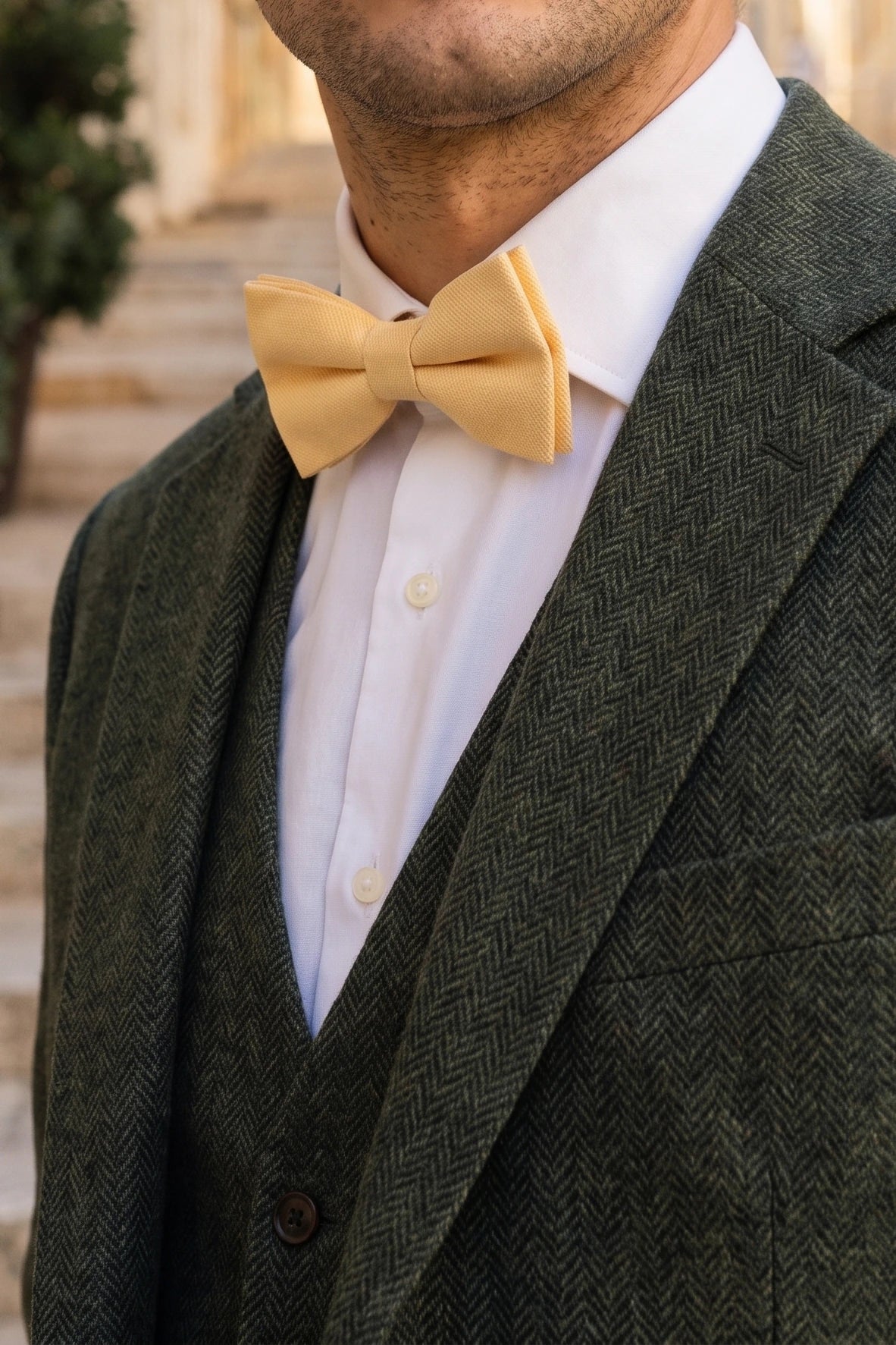 Papillon da uomo giallo a doppio strato
