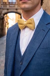 Papillon da uomo giallo lavorato a maglia