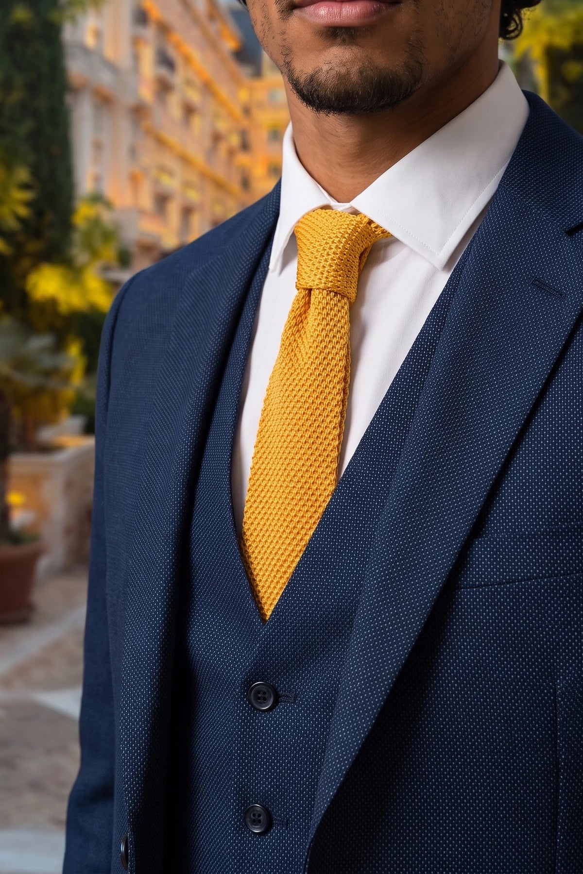 Cravatta da uomo gialla in maglia