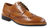 Mens Oxford Brogue Shoes Laced Leather Goodyear Welted Tan Brown Burgundy