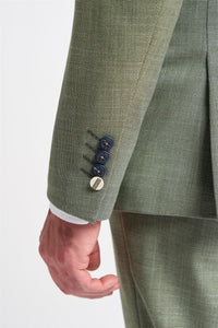 Abito da uomo 3 pezzi verde salvia in lino estivo su misura per matrimonio, ballo di fine anno classico