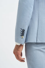 Abito da uomo 3 pezzi azzurro estivo in lino su misura, classico per matrimonio e ballo di fine anno