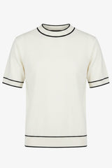 T-shirt da uomo Off-White in maglia, vestibilità regolare, girocollo con finiture a contrasto.