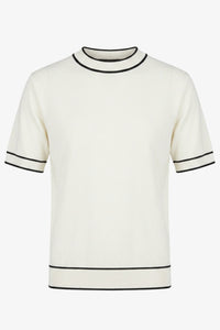 T-shirt da uomo Off-White in maglia, vestibilità regolare, girocollo con finiture a contrasto.
