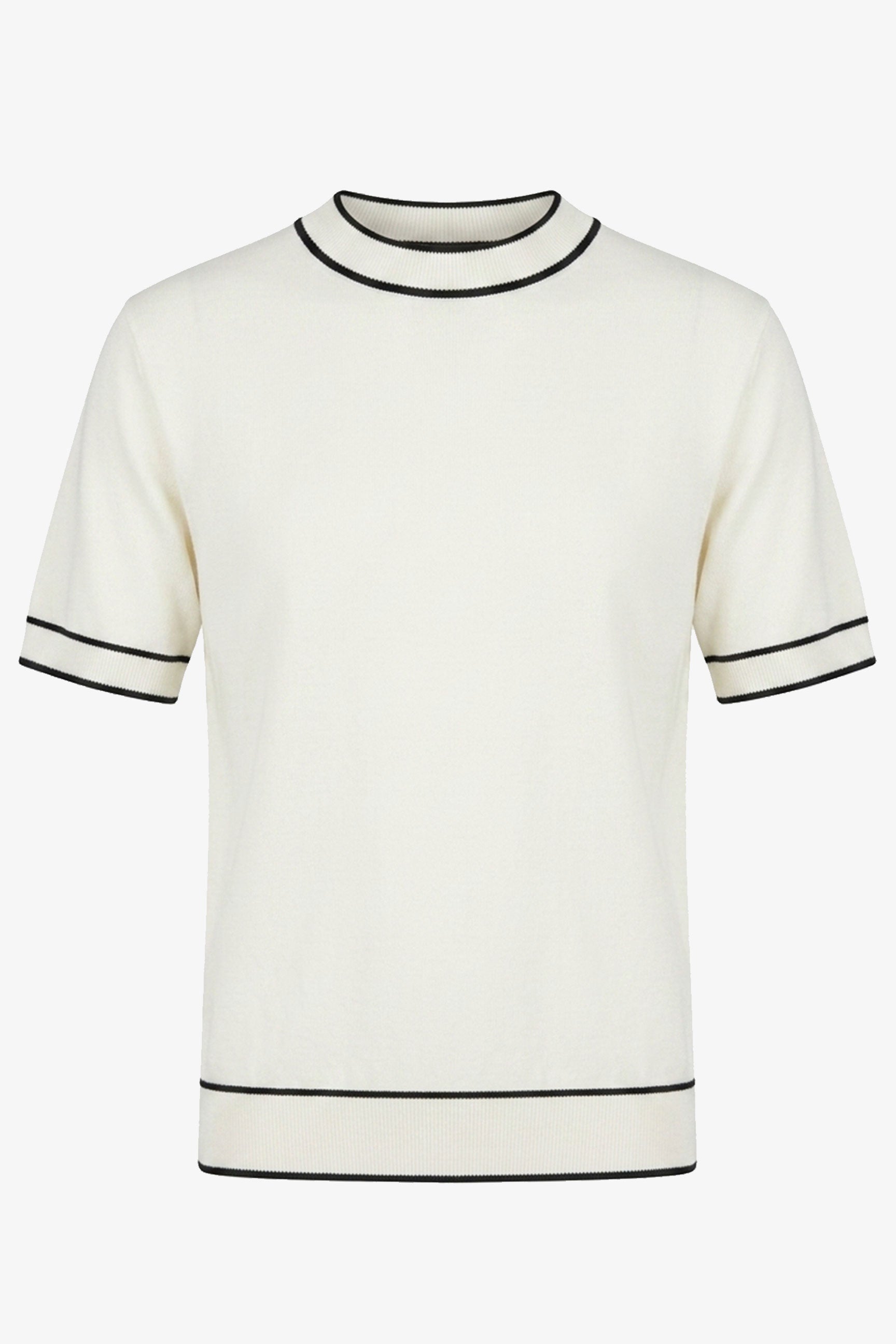 T-shirt da uomo Off-White in maglia, vestibilità regolare, girocollo con finiture a contrasto.