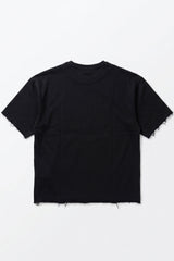 T-shirt da uomo blu scuro, vestibilità comoda, con orlo a vivo, in misto cotone e girocollo.