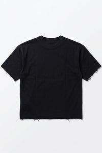 T-shirt da uomo blu scuro, vestibilità comoda, con orlo a vivo, in misto cotone e girocollo.