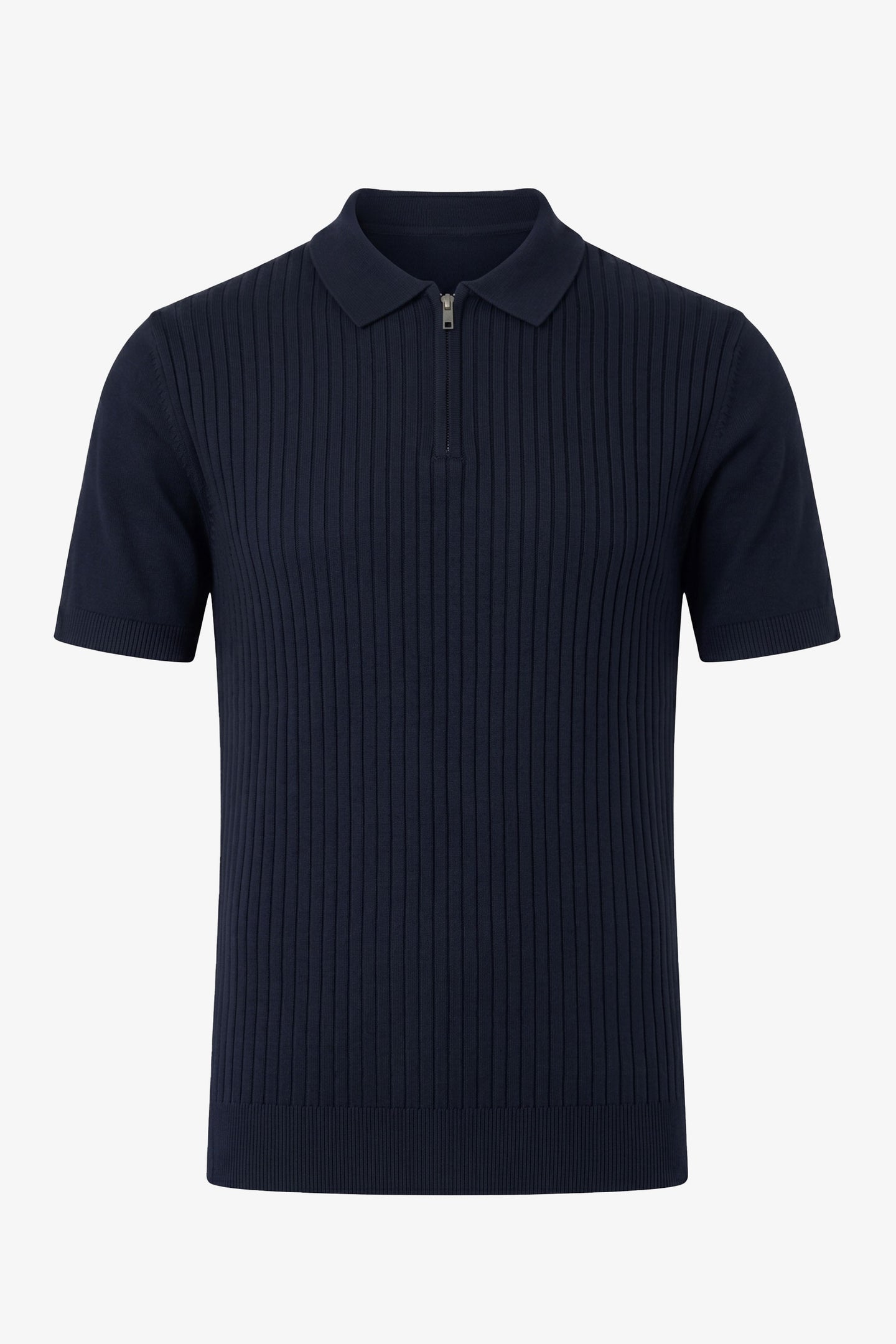 Polo da uomo blu navy in maglia con zip