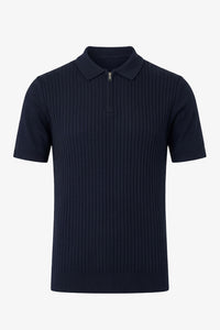 Polo da uomo blu navy in maglia con zip