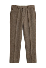 Oscar - Pantaloni da uomo in tweed misto lana marrone