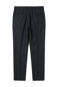 Oscar - Pantaloni da uomo in tweed misto lana blu navy