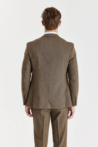 Oscar - Blazer da uomo in tweed misto lana marrone