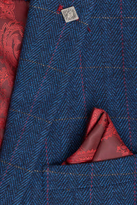 Abito da uomo Scott in tweed a quadri blu, 3 pezzi