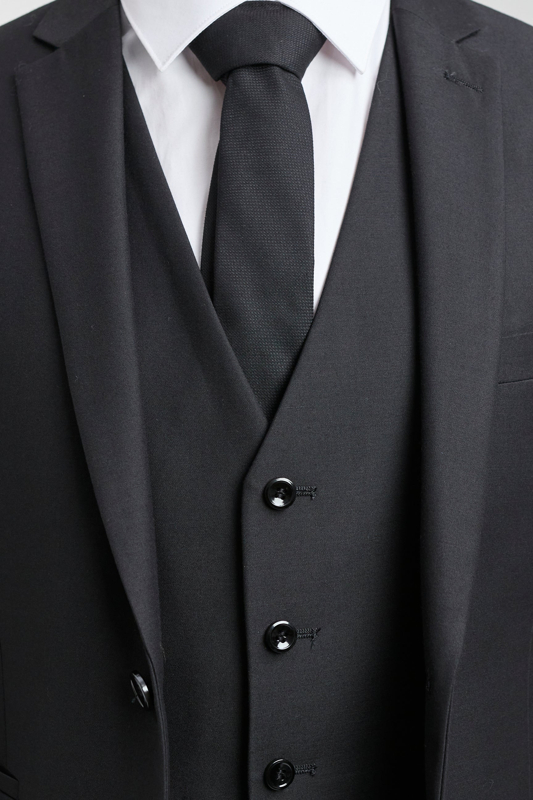 Paul Andrew Parker - Completo da uomo 3 pezzi nero su misura, classico, da uomo, per lutto e funerale