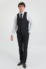 Paul Andrew Parker - Completo da uomo 3 pezzi nero su misura, classico, da uomo, per lutto e funerale