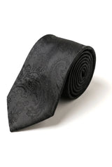 Set regalo cravatta nera con motivo Paisley, fazzoletto da taschino, gemelli in raso floreale