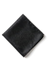 Set regalo cravatta nera con motivo Paisley, fazzoletto da taschino, gemelli in raso floreale