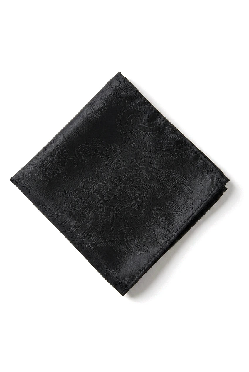 Set regalo cravatta nera con motivo Paisley, fazzoletto da taschino, gemelli in raso floreale