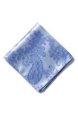 Set regalo cravatta blu con motivo Paisley, fazzoletto da taschino, gemelli in raso floreale