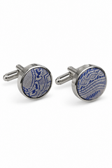 Set regalo cravatta blu con motivo Paisley, fazzoletto da taschino, gemelli in raso floreale