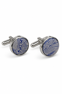 Set regalo cravatta blu con motivo Paisley, fazzoletto da taschino, gemelli in raso floreale
