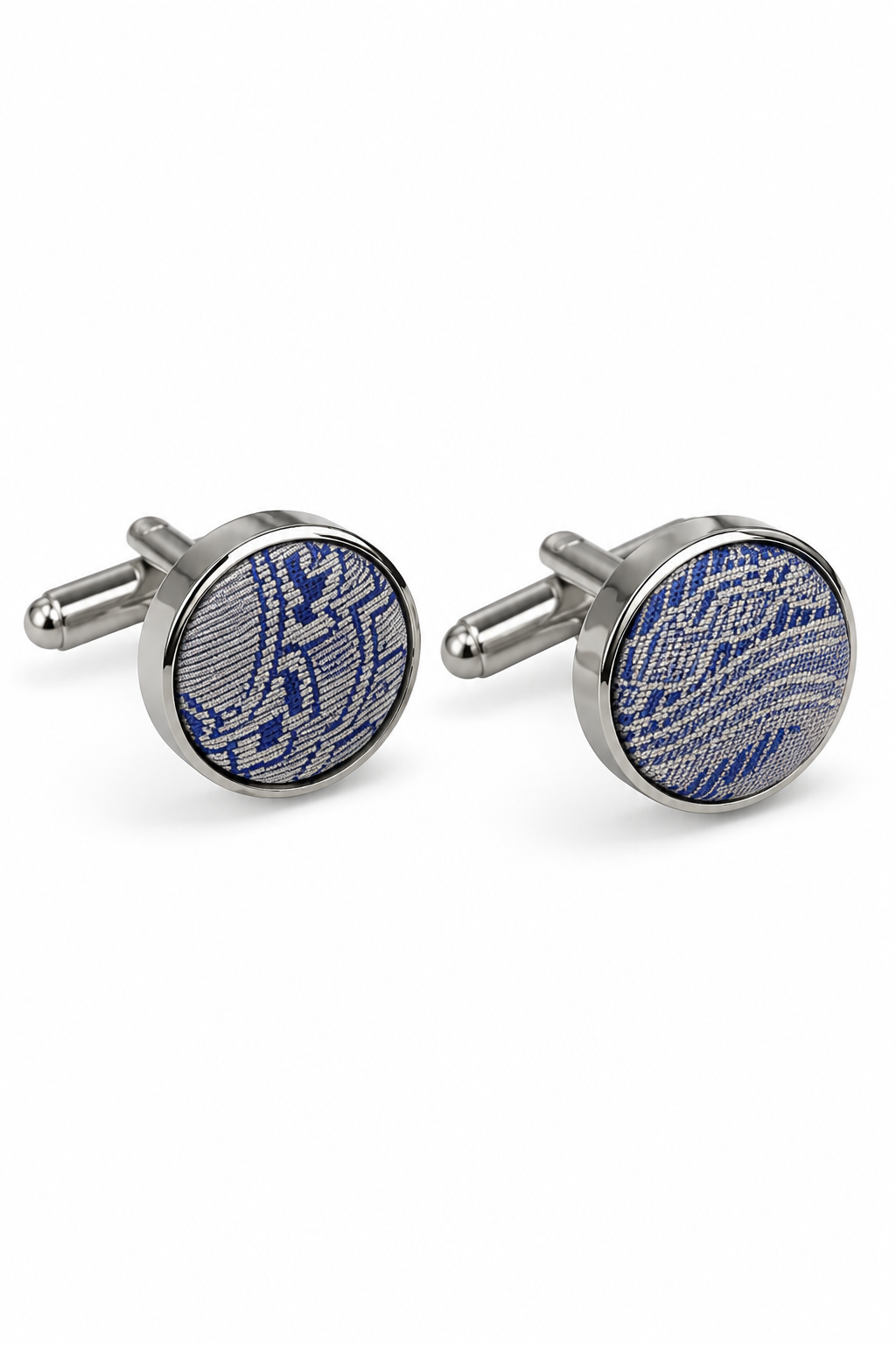 Set regalo cravatta blu con motivo Paisley, fazzoletto da taschino, gemelli in raso floreale