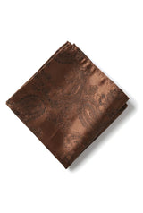 Cravatta marrone con motivo Paisley, set regalo, fazzoletto da taschino, gemelli, cravatta floreale in raso