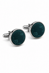 Set regalo cravatta verde con motivo Paisley, fazzoletto da taschino, gemelli in raso floreale