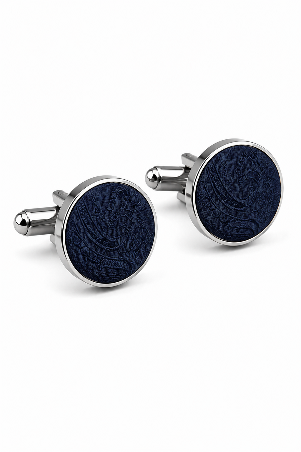 Set regalo con cravatta blu navy e motivo paisley, fazzoletto da taschino, gemelli, cravatta floreale in raso