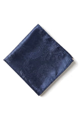 Set regalo con cravatta blu navy e motivo paisley, fazzoletto da taschino, gemelli, cravatta floreale in raso