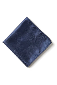 Set regalo con cravatta blu navy e motivo paisley, fazzoletto da taschino, gemelli, cravatta floreale in raso