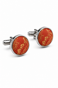 Set regalo cravatta arancione con motivo Paisley, fazzoletto da taschino, gemelli, cravatta floreale in raso