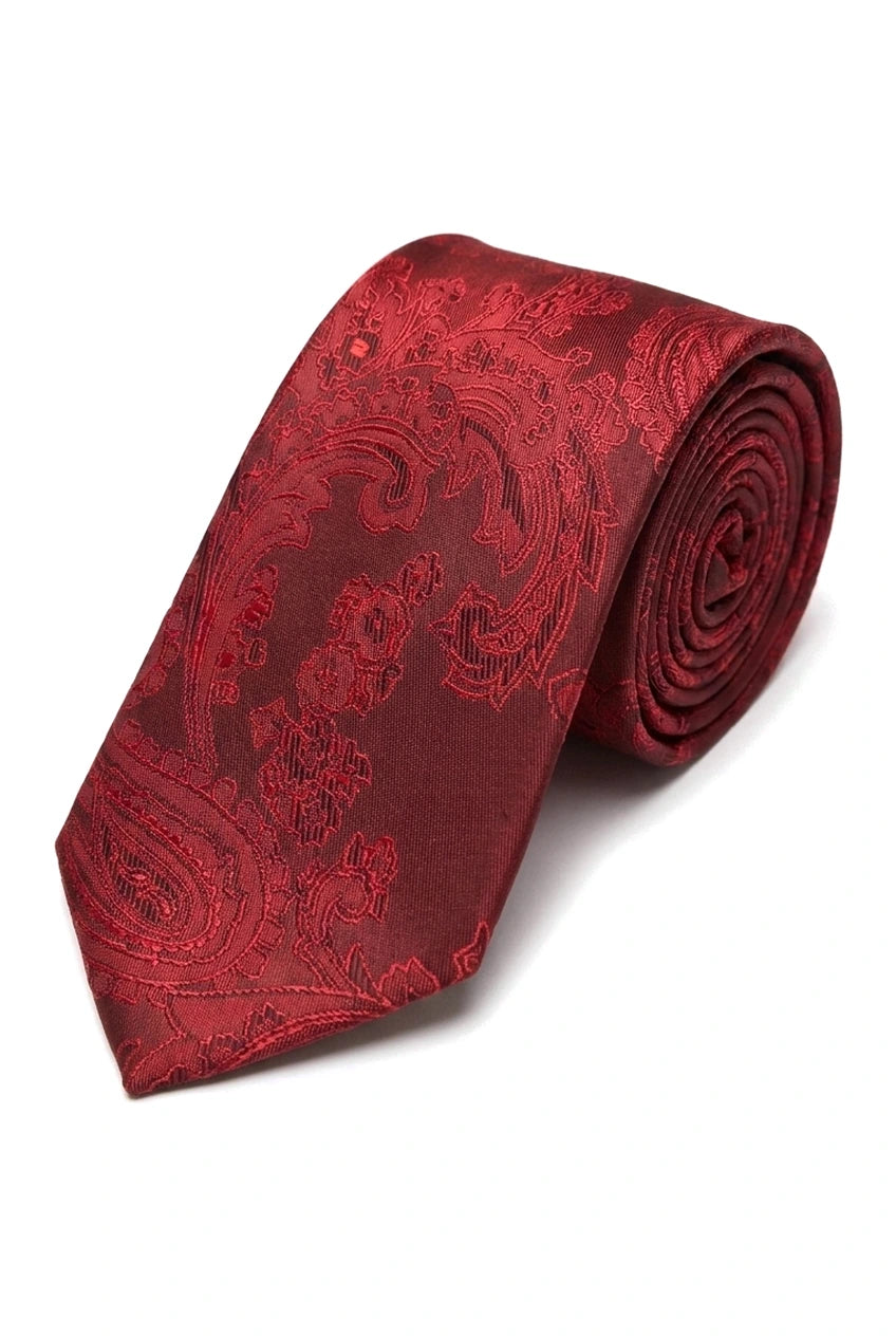 Set regalo cravatta rossa con motivo Paisley, fazzoletto da taschino, gemelli, cravatta floreale in raso