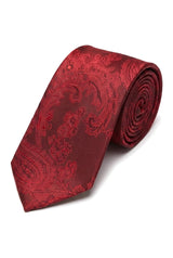 Set regalo cravatta rossa con motivo Paisley, fazzoletto da taschino, gemelli, cravatta floreale in raso
