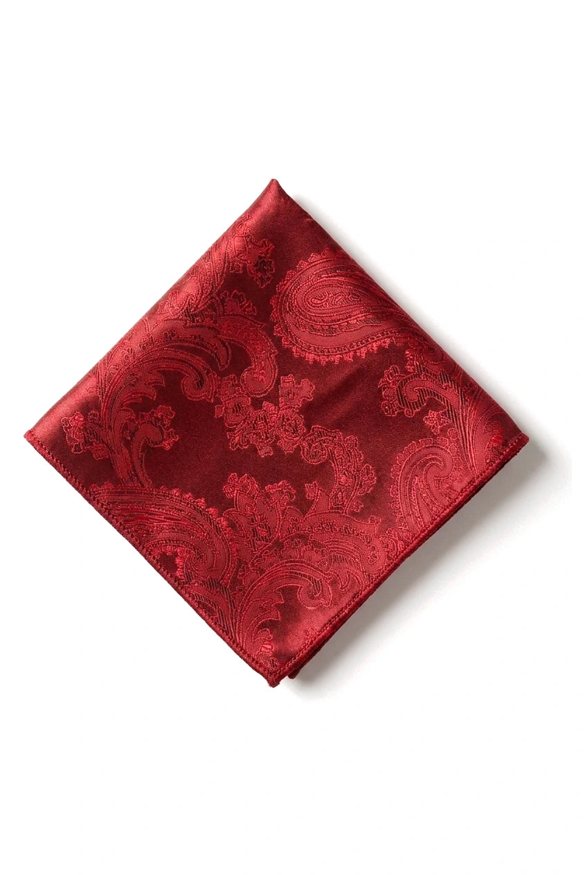 Set regalo cravatta rossa con motivo Paisley, fazzoletto da taschino, gemelli, cravatta floreale in raso
