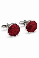 Set regalo cravatta rossa con motivo Paisley, fazzoletto da taschino, gemelli, cravatta floreale in raso
